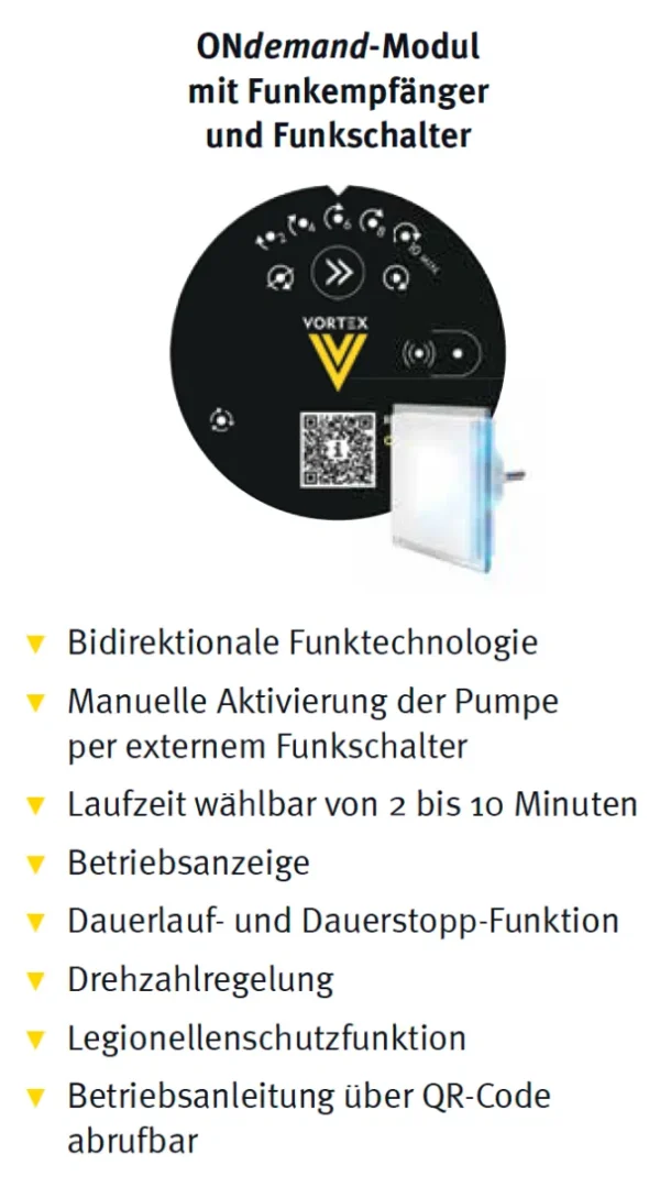 Vortex BWO 155 V MA Brauchwasserpumpe mit Funktaster 1/2" AG – Bild 3